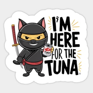 One design features a sneaky ninja cat with a katana in one hand and a can of tuna in the other. (7) Sticker